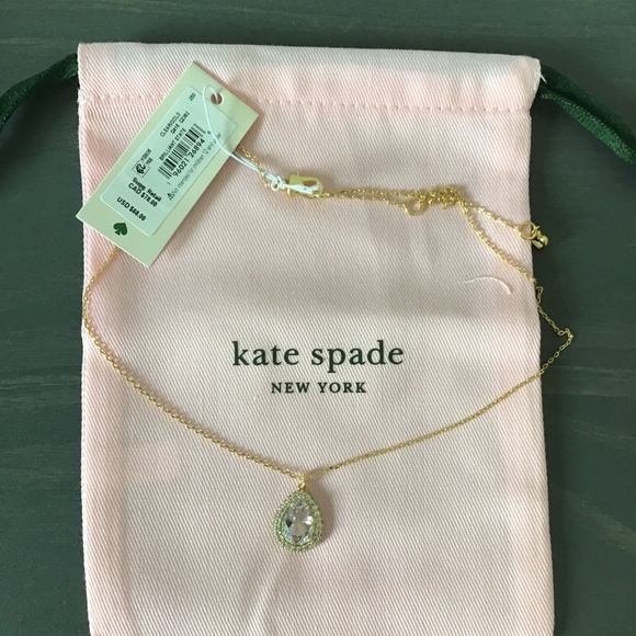 KATE SPADE NEW YORK Cubic Zirconia Pear-Shape Halo Mini Pendant Necklace - Picture 1 of 7
